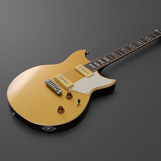 A Honey Gold finish Chris Buck Revstar, with two P90 style pickups.