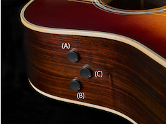 Simple controls of the Yamaha LL-TA All Solid TransAcoustic Guitar