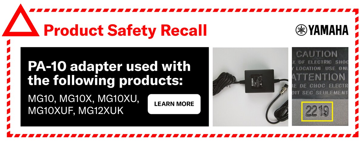 Product Safety Recall - PA-10 AC Adapter - Yamaha - Australia
