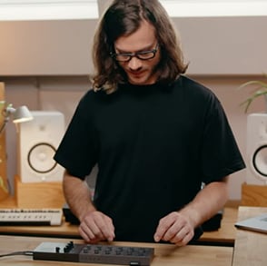 Artist Raphael Jeandenand performing on the Yamaha SEQTRAK