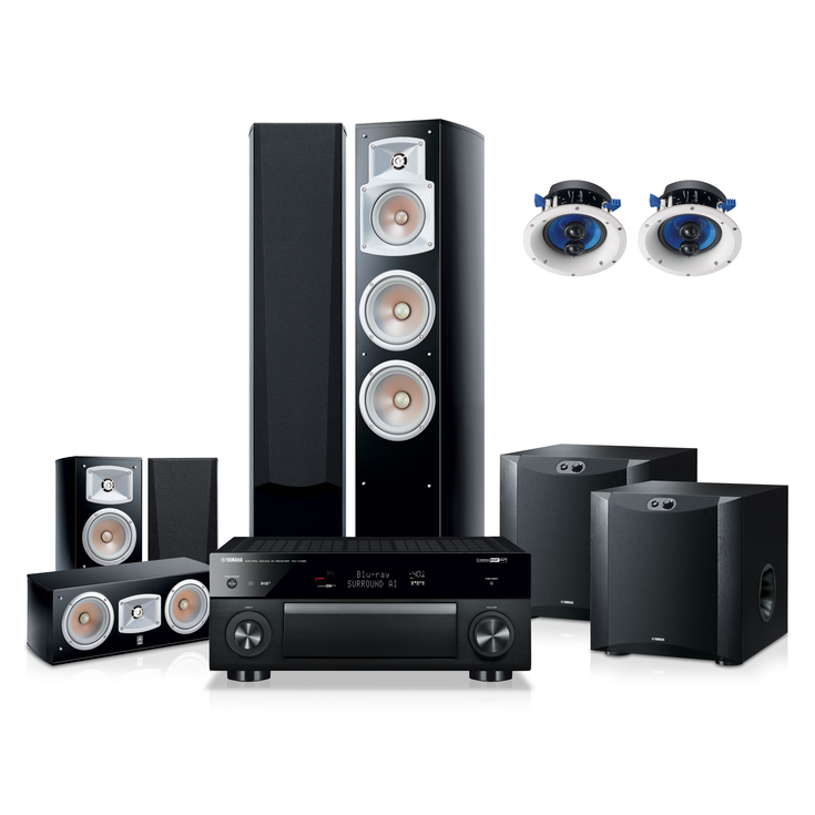 Yamaha Home Theatre Pack with Surround Sound Speakers and DJ Light