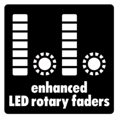Instant, accurate visual feedback with LED rotary faders.