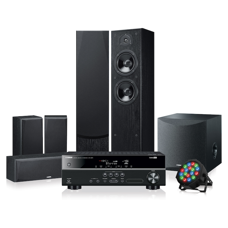 Yamaha Home Theatre Pack with Surround Sound Speakers and DJ Light