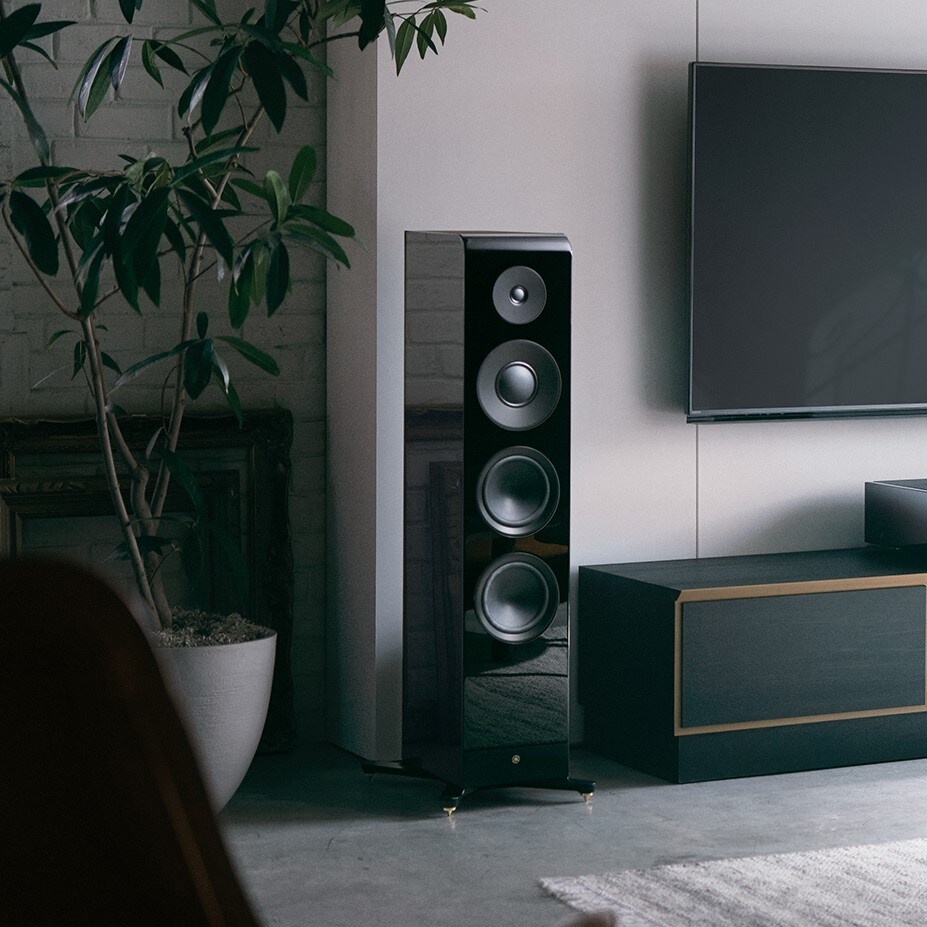 NS-2000A speaker next to a TV
