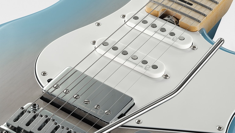 Closeup of Pacifica Professional showcasing pickups.