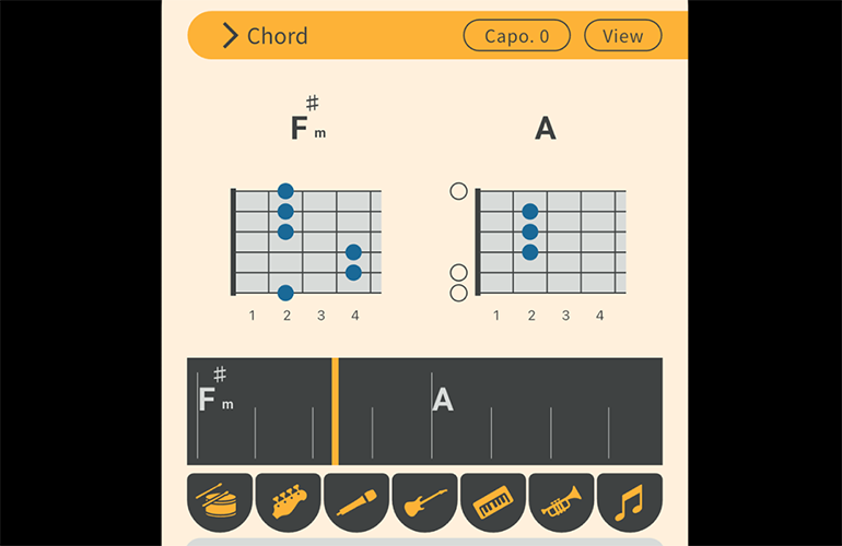 Automatic chord progression display through chord analysis.