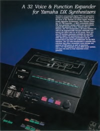 photo:From the TX7 catalog (English). Here the TX7 is shown attached to a DX7.