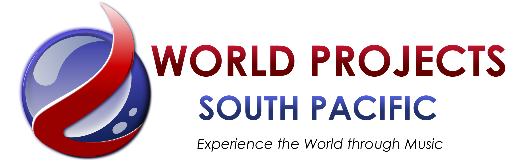 World Projects South Pacific, 'Experiance the world through music', logo and link